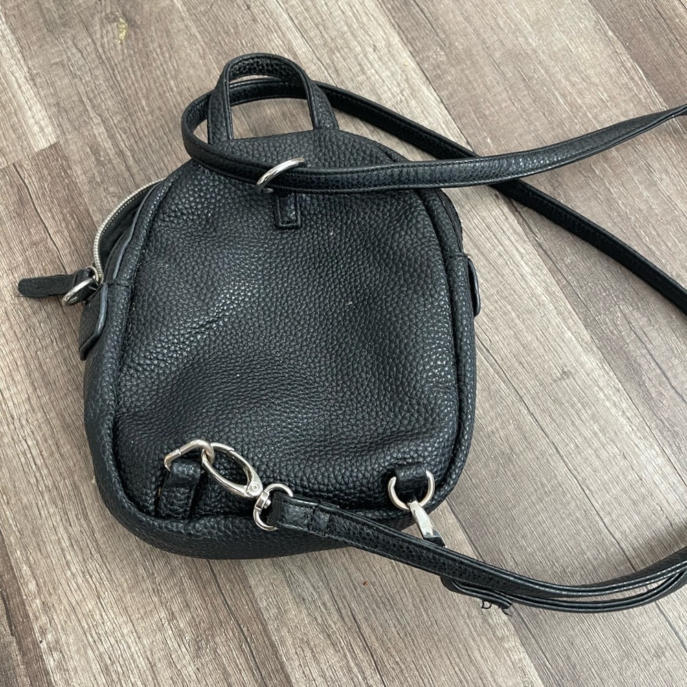 Kenneth Cole reaction black pebbled mini faux leather backpack Y2K studs rock - Picture 3 of 8